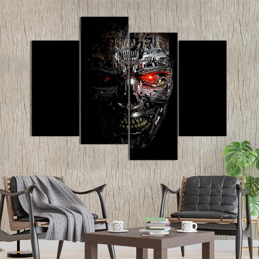 Настенний декор Голова Терминатора на чёрном фоне 129x90 см (A3-4)
