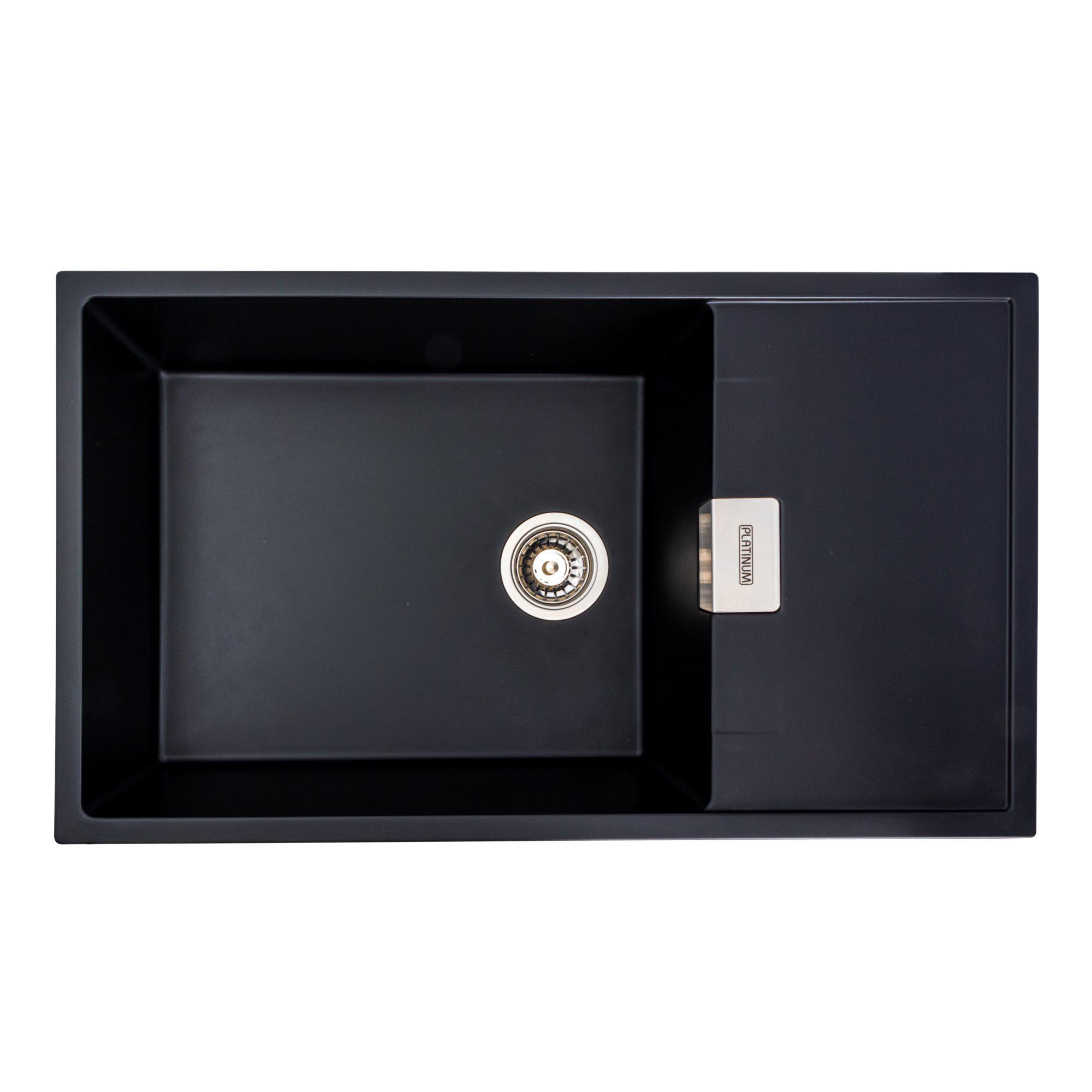 Мойка гранитная для кухни Platinum 8650 DIAMOND матовая Черный