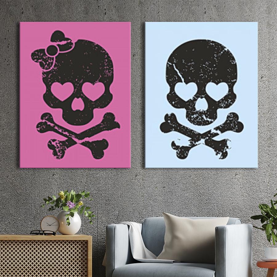 Модульная картина на холсте диптих Череп 103x67 см (MK21289) Модульная картина на холсте диптих Череп 103x67 см (MK21289)