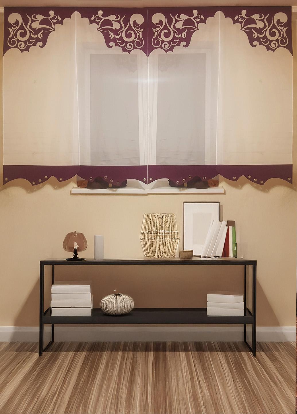 Комплект панельних фіранок Firanka Ажур 4 шт. карниз 250 см Білий з бузковим (41_1п)