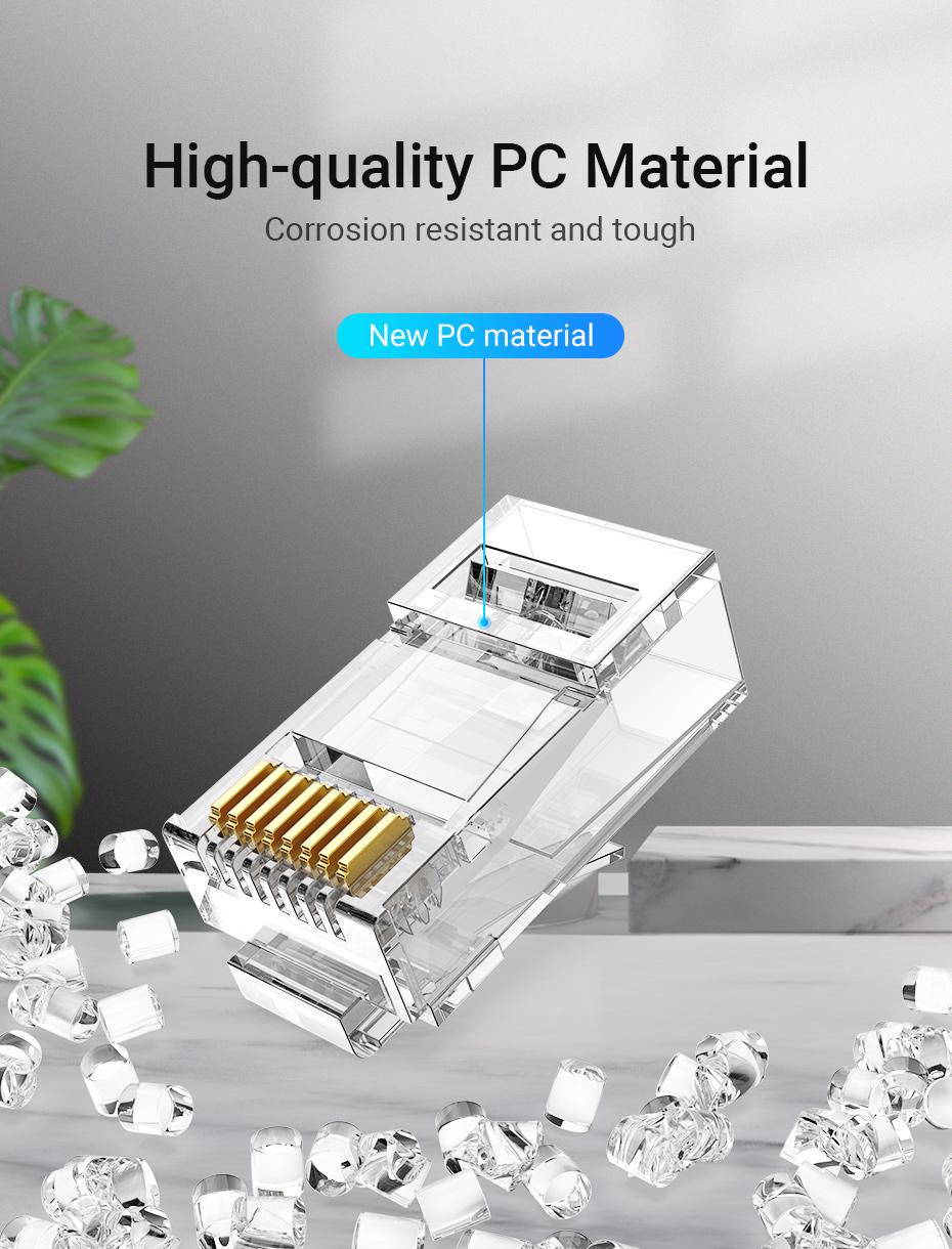 Коннектор RJ45 Vention Cat.6A UTP модульный 8P8C позолоченные контакты 50 шт. Прозрачный (IDGR0-50) - фото 13 Коннектор RJ45 Vention Cat.6A UTP модульный 8P8C позолоченные контакты 50 шт. Прозрачный (IDGR0-50) - фото 13