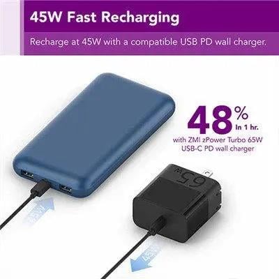 Повербанк ZMI 10 Pro Power Bank 20000 mAh 65W Blue (QB823) - фото 7 Повербанк ZMI 10 Pro Power Bank 20000 mAh 65W Blue (QB823) - фото 7