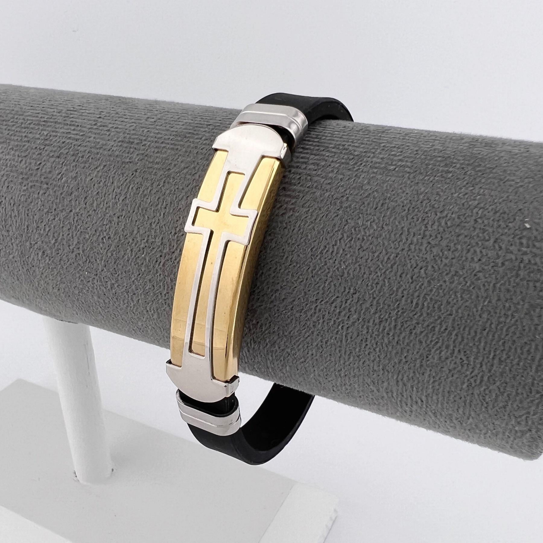 Браслет из медицинской стали крестик на силиконовом ремешке 20 см (BSS-065)