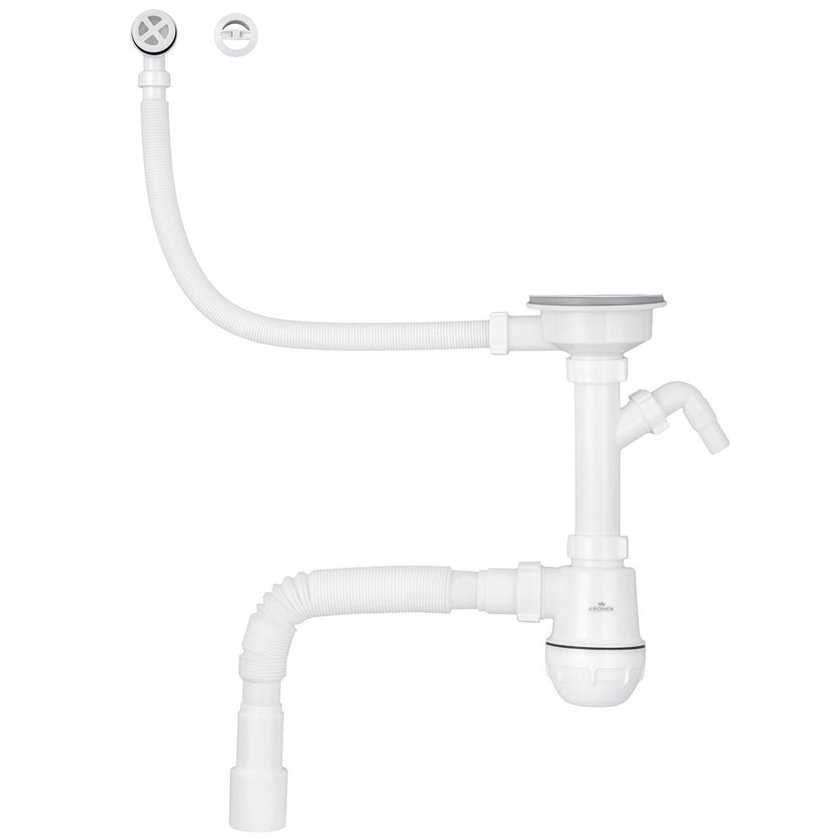 Сифон для кухонной мойки Kroner KS02R-1WHI CV034318 110 мм (234009)
