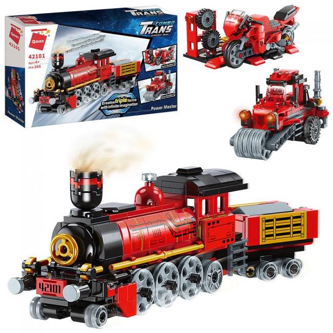Конструктор Qman Паровоз/мотоцикл/трактор 3в1 305 дет. (42101) Конструктор Qman Паровоз/мотоцикл/трактор 3в1 305 дет. (42101)
