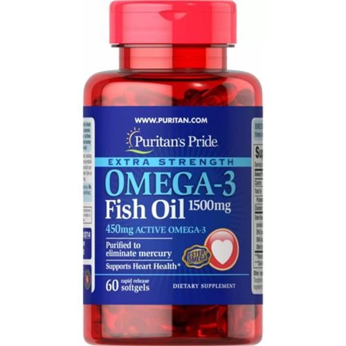 Омега 3 Puritan's Pride Extra Strength Omega-3 Fish Oil 1500 мг 60 Softgels