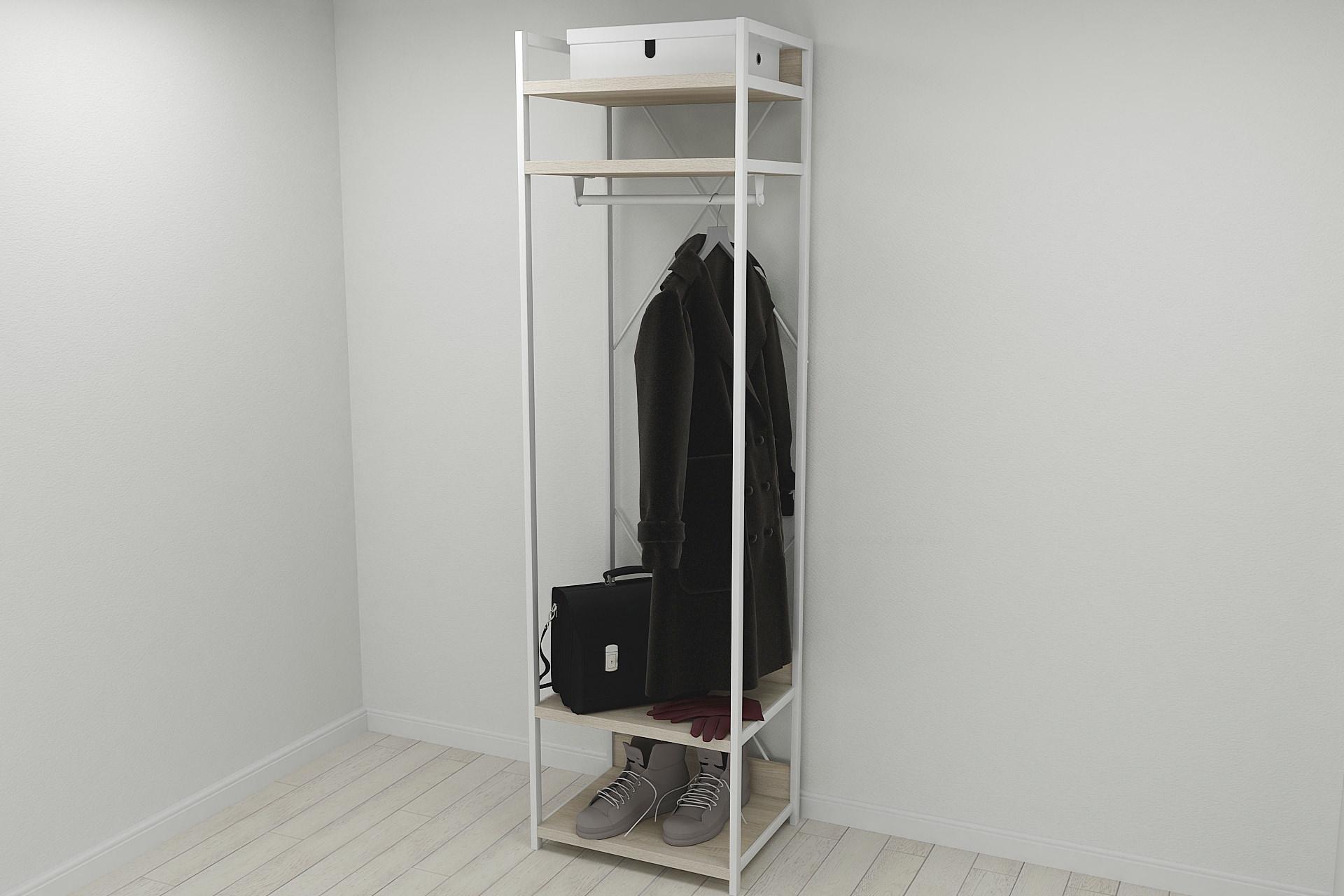 Шкаф гардероб уни секция 2 серии Конект Ferrum-decor 220x60x50 см металл Белый/ДСП Дуб Сонома (SHG081) - фото 8 Шкаф гардероб уни секция 2 серии Конект Ferrum-decor 220x60x50 см металл Белый/ДСП Дуб Сонома (SHG081) - фото 8