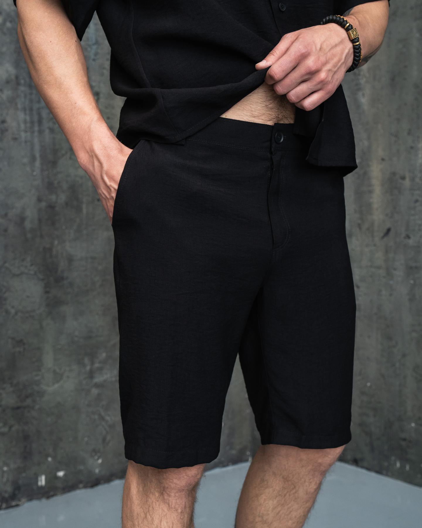 Шорти чоловічі класичні Aero лляні L Чорний (26377/2)