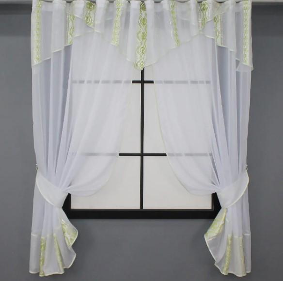 Комплект штор на кухню 280х170 см Салатовый/Белый (00к 59-900)