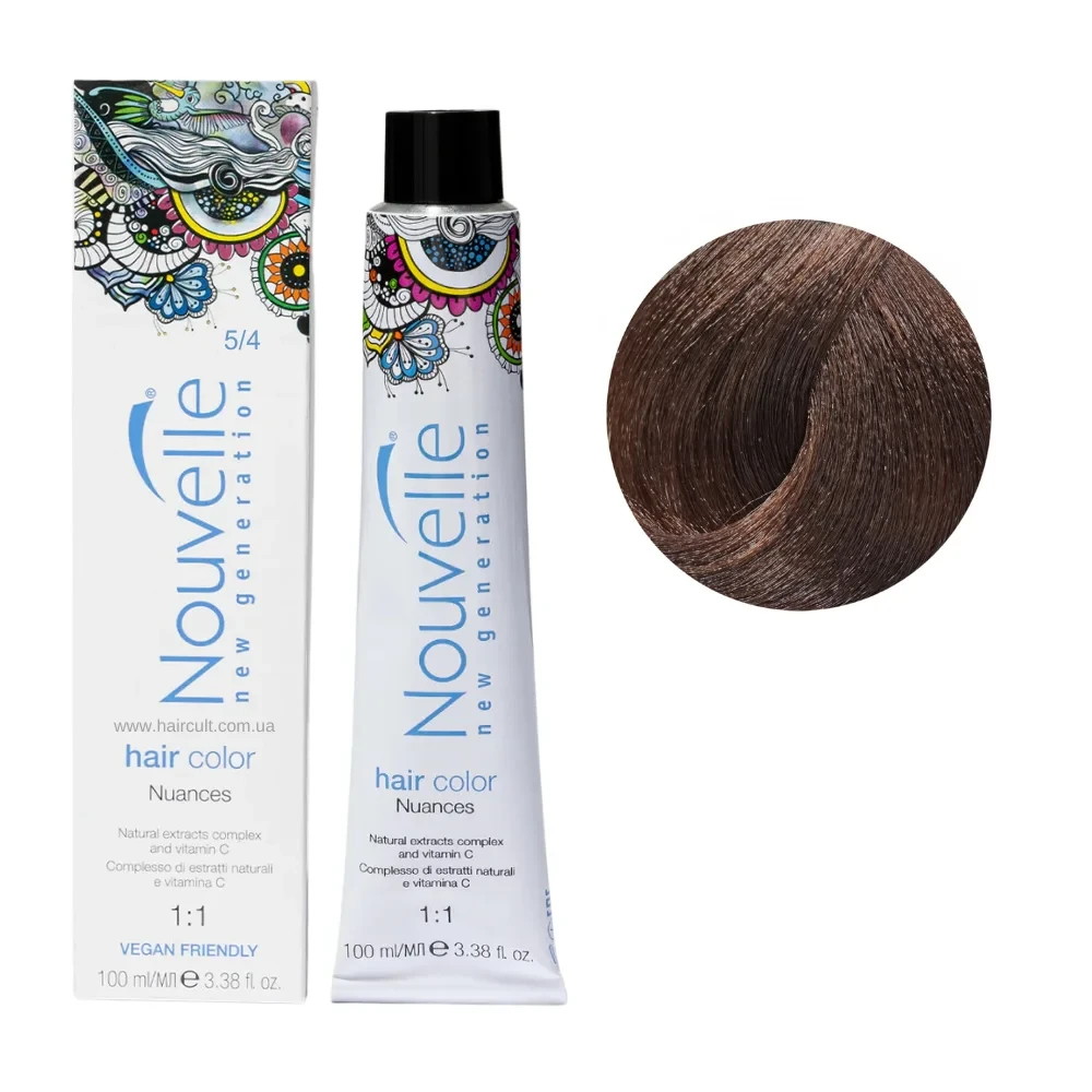 Краска для волос Nouvelle Hair Color 5/4 Светлый медно-каштановый 100 мл Краска для волос Nouvelle Hair Color 5/4 Светлый медно-каштановый 100 мл