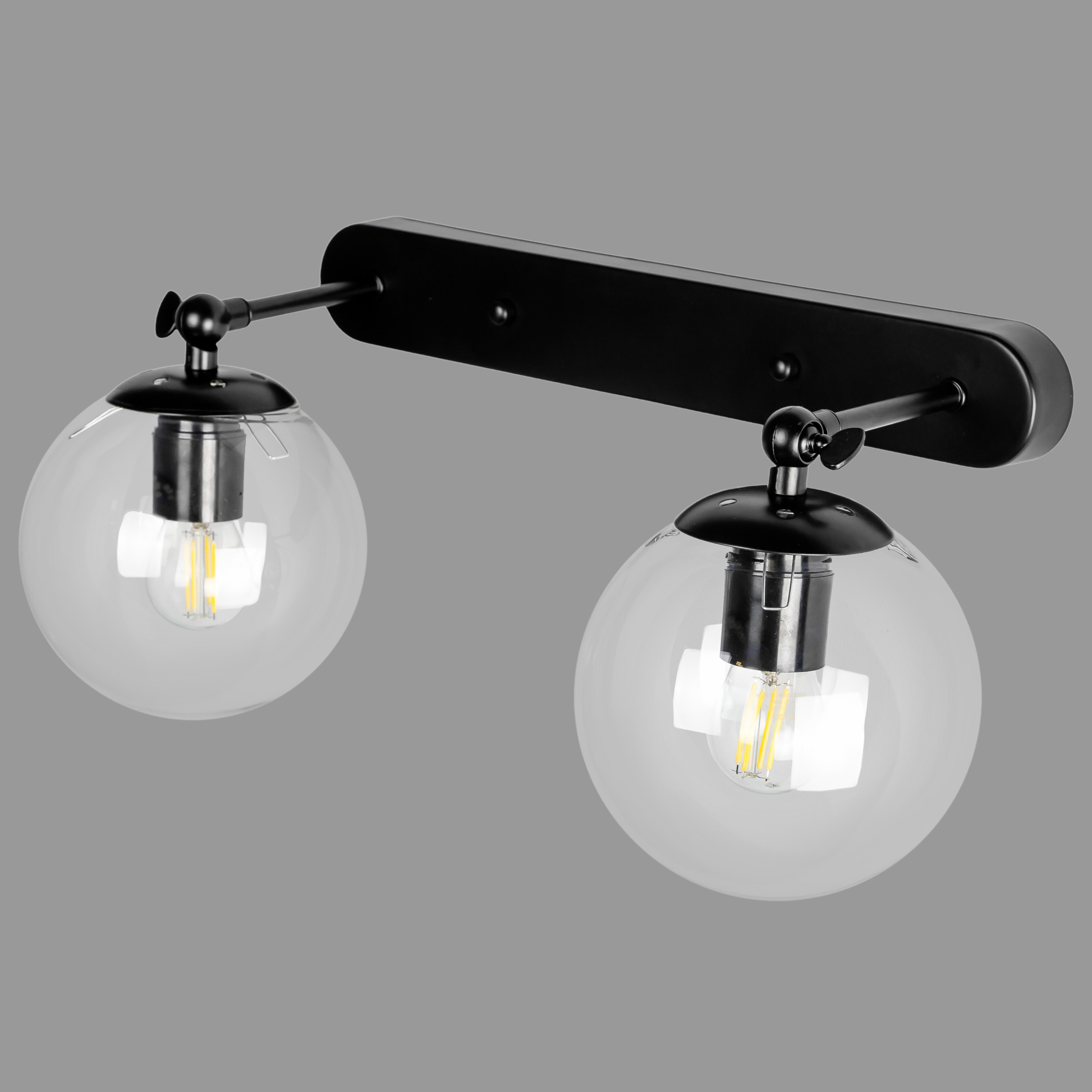 Светильник/бра настенный на 2 лампы Черный (56-WPR150F-2 BK+CL)