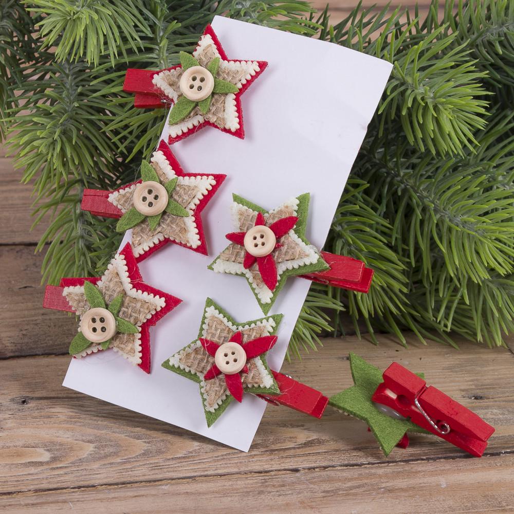 Прищепки Звезды с мешковиной (2395)