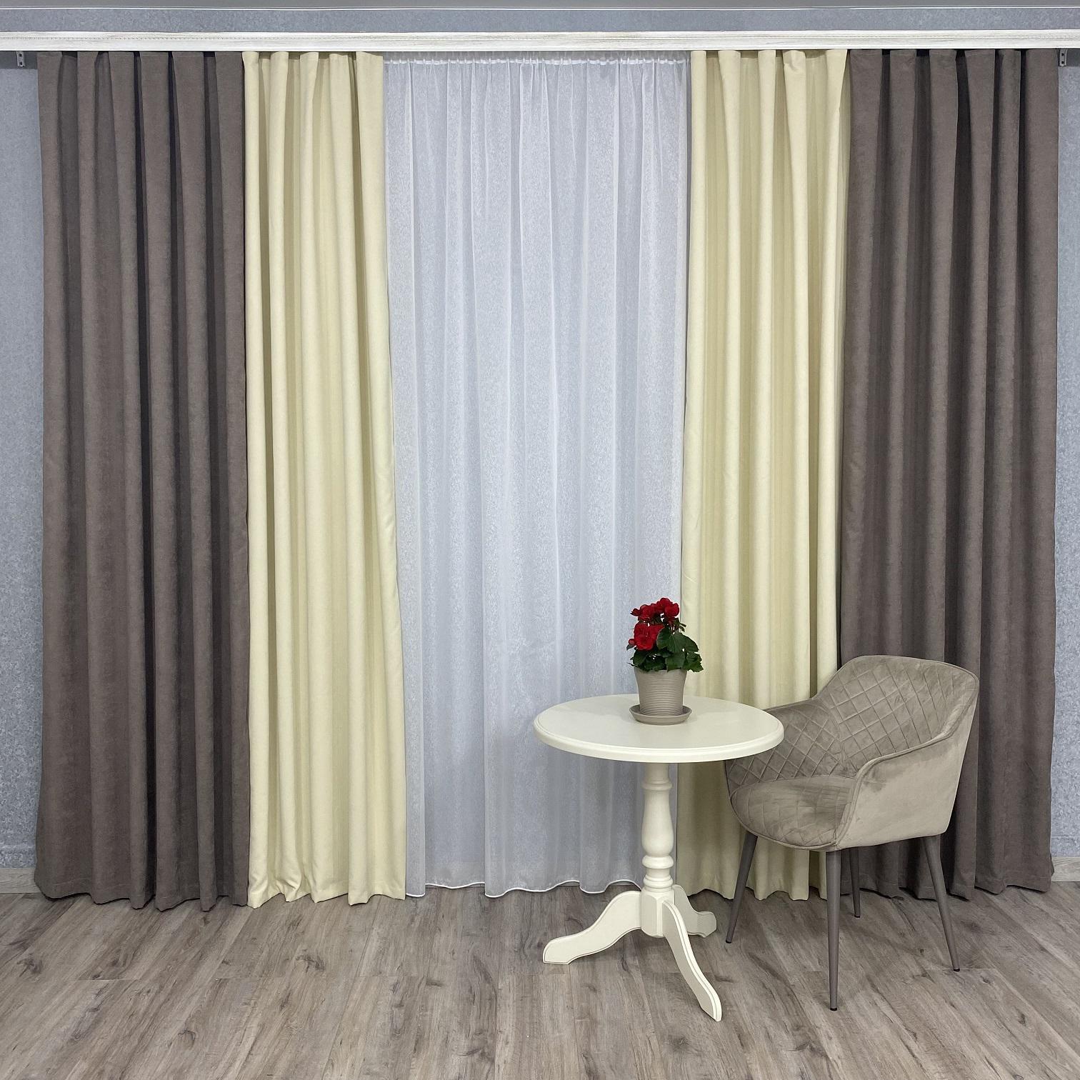 Шторы микровелюр TG Home Дуэт №450 1,50х2,70 м Мокко/Кремовый (450-341/250) - фото 1 Шторы микровелюр TG Home Дуэт №450 1,50х2,70 м Мокко/Кремовый (450-341/250) - фото 1