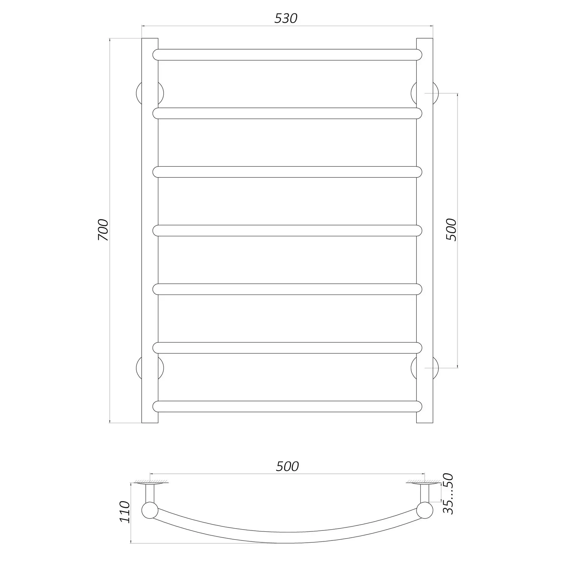 Рушникосушарка водяна UNIO LD W 700-500-7 драбинка дуга (GSR-000020654) - фото 4