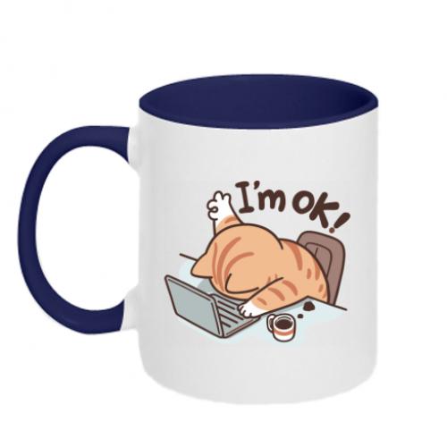 Чашка двухцветная I'm ok Cat 320 мл Бело-синий (18573669-19-208800)