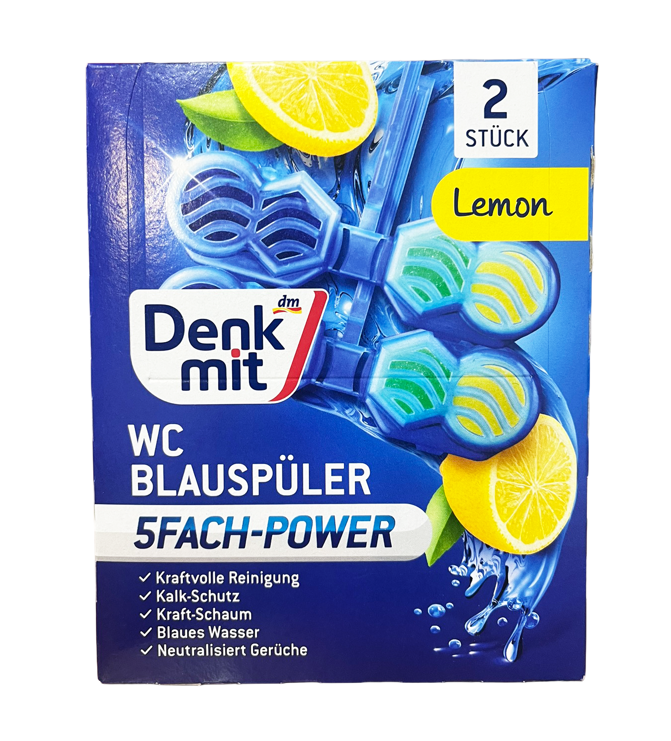 Таблетки для унитаза Denkmit WC Blauspüler Лимон 2х48 г (133358)