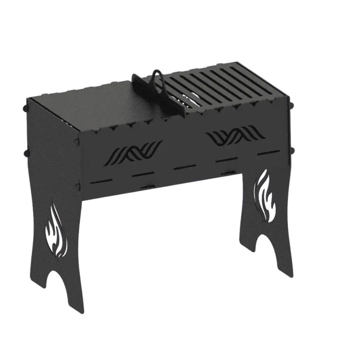 Мангал-гриль Carino Flame разборной с грилем 603х323х500 мм металл 3 мм без покрытия (А603)