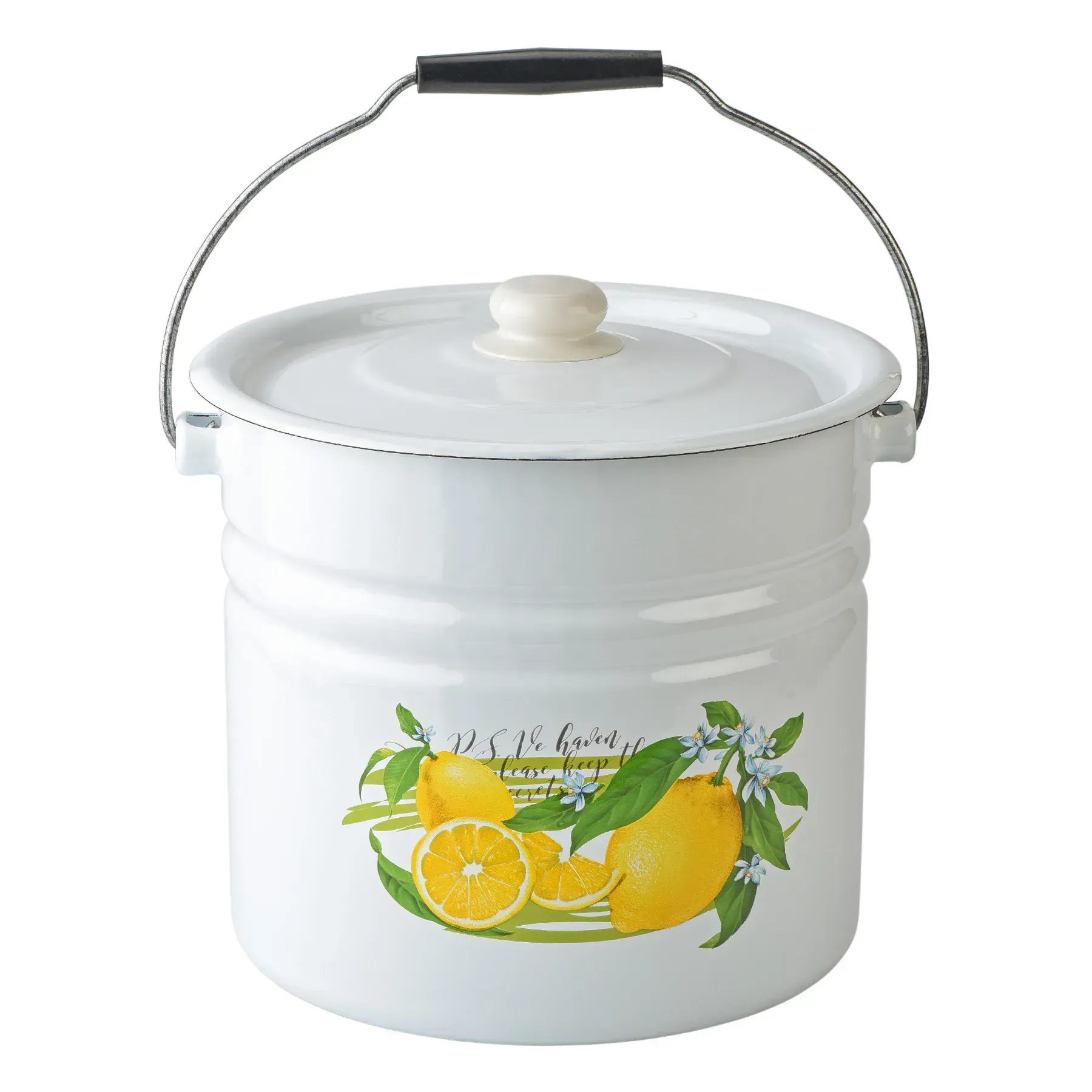 Каструля-відро емальована Лимон з кришкою 12 л (26137336)