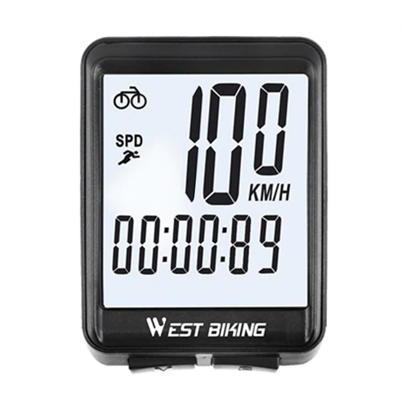 Велокомпьютер проводной West Biking 0702054 White экран с подсветкой спидометр часы