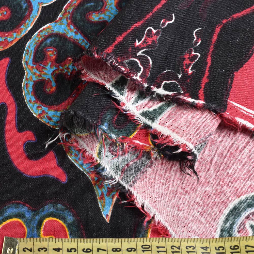 Тканина льон орнамент ширина 145 см Червоний (12652.003) - фото 3