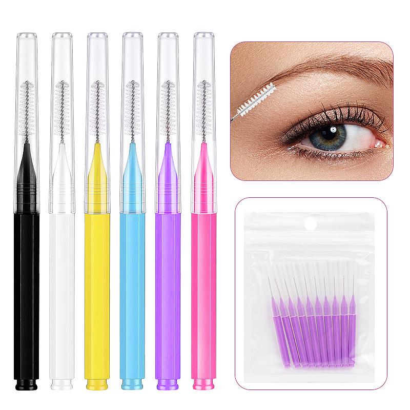 Щітки для міжзубного очищення та укладки брів з нержавіючим дротом компактний набір 10 шт. Чорний (R9434) - фото 3