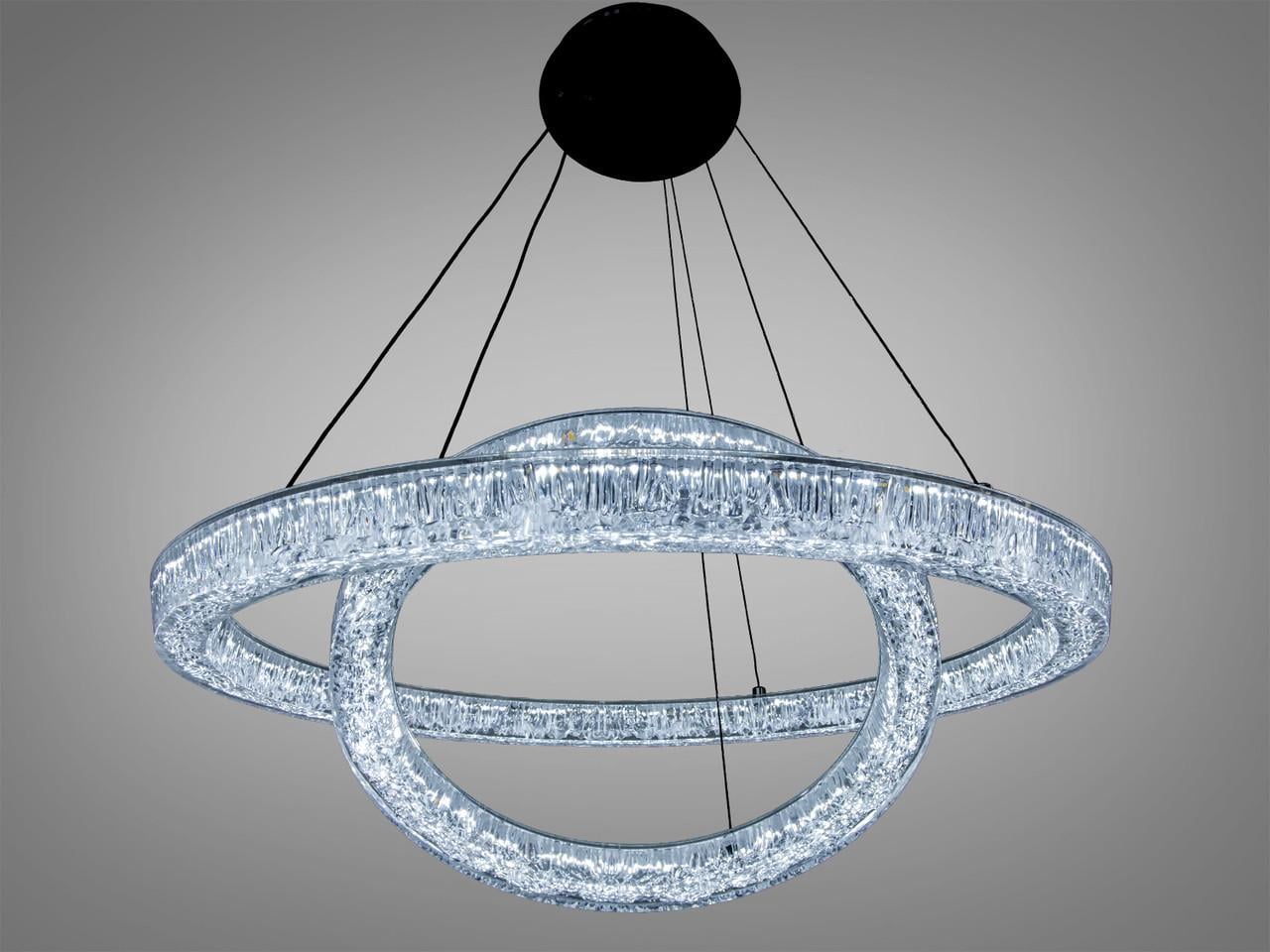 Люстра подвесная LED для гостиной Diasha 1712/600+400ABK 2 кольца 66 Вт Черный (2971349531)