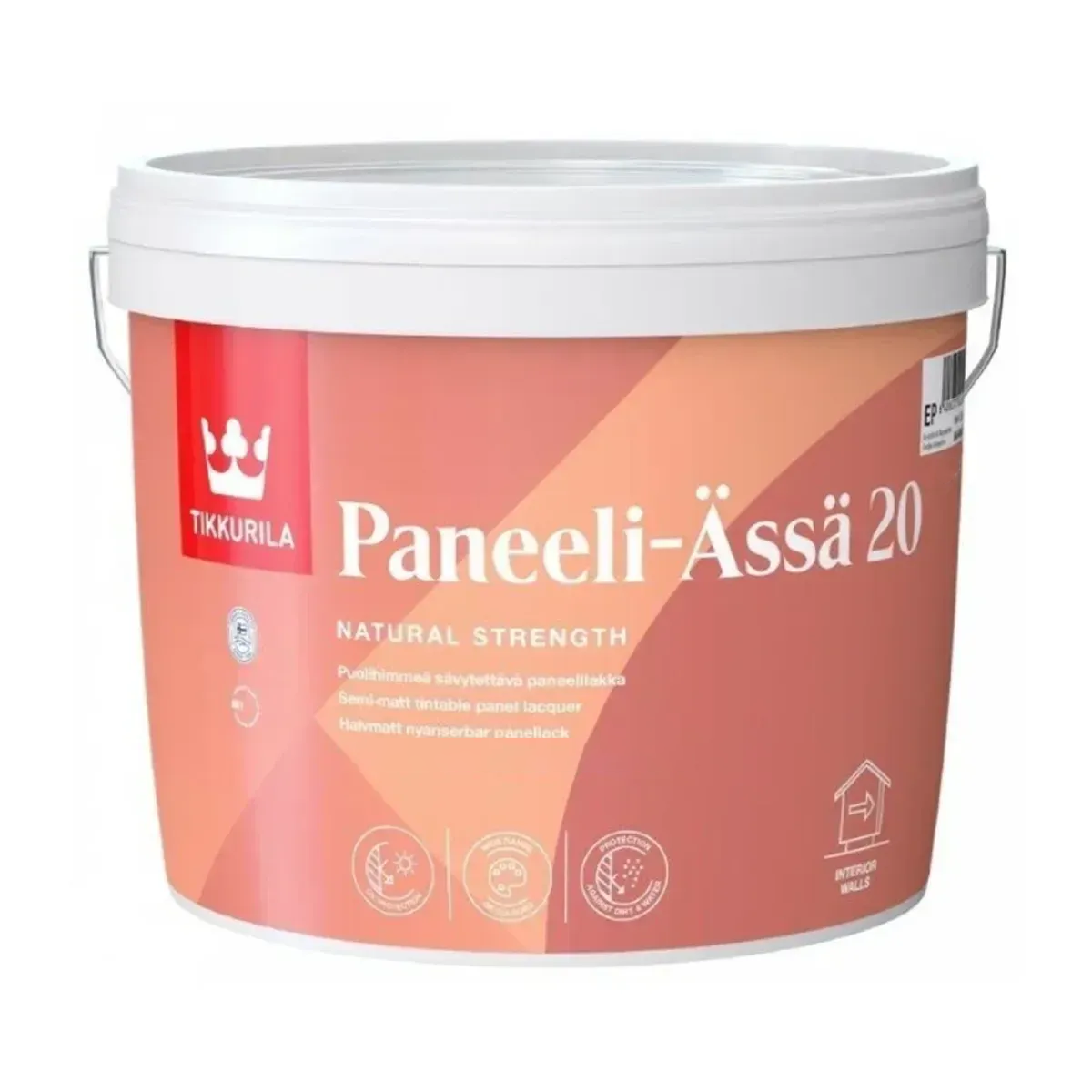 Лак акриловый панельный полуматовый TIKKURILA Paneeli-Assa 20 ЕР прозрачная под тонировку 2,7 л (2444998754)