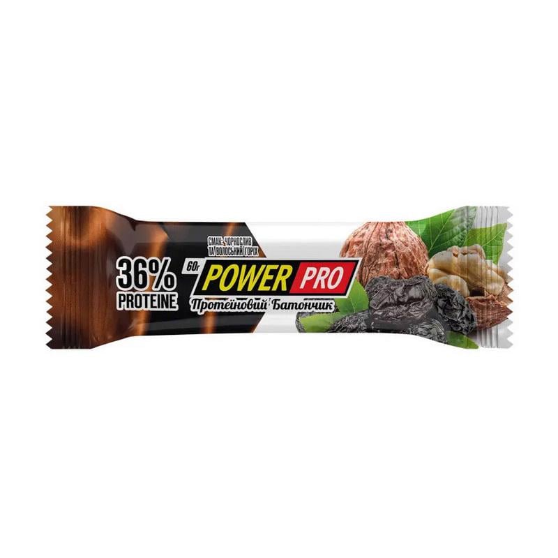 Протеїновий батончик 21 г білка Power Pro 36% 60 г Чорнослив/Грецький горіх