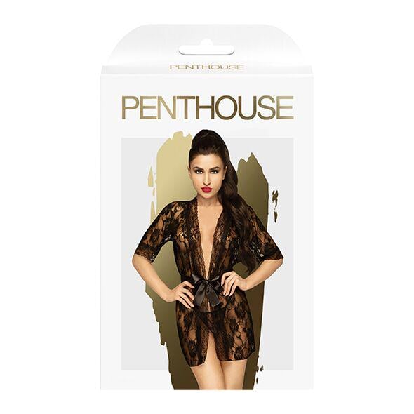 Комплект Пеньюар з декором у вигляді троянд та стрінги Penthouse Sweet Retreat XL Black