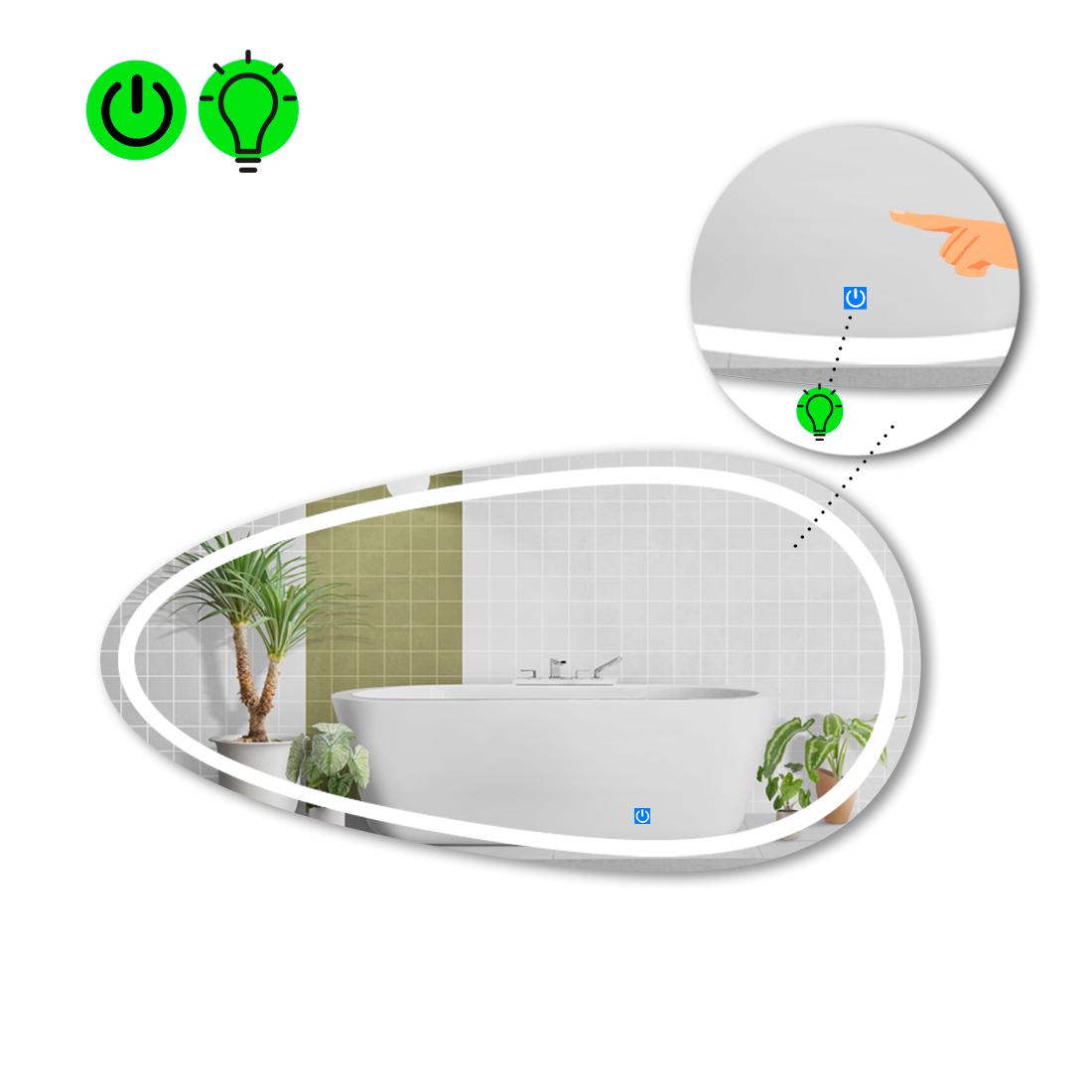 Зеркало с LED подсветкой Occhio 1 с сенсорной кнопкой управления 120x60 см (8738312)
