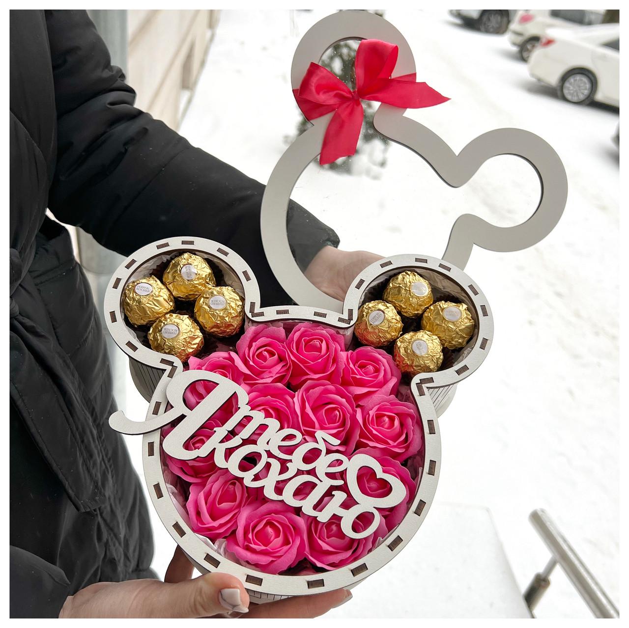 Подарунковий бокс з солодощами та квітами з мила (2047253446) - фото 3