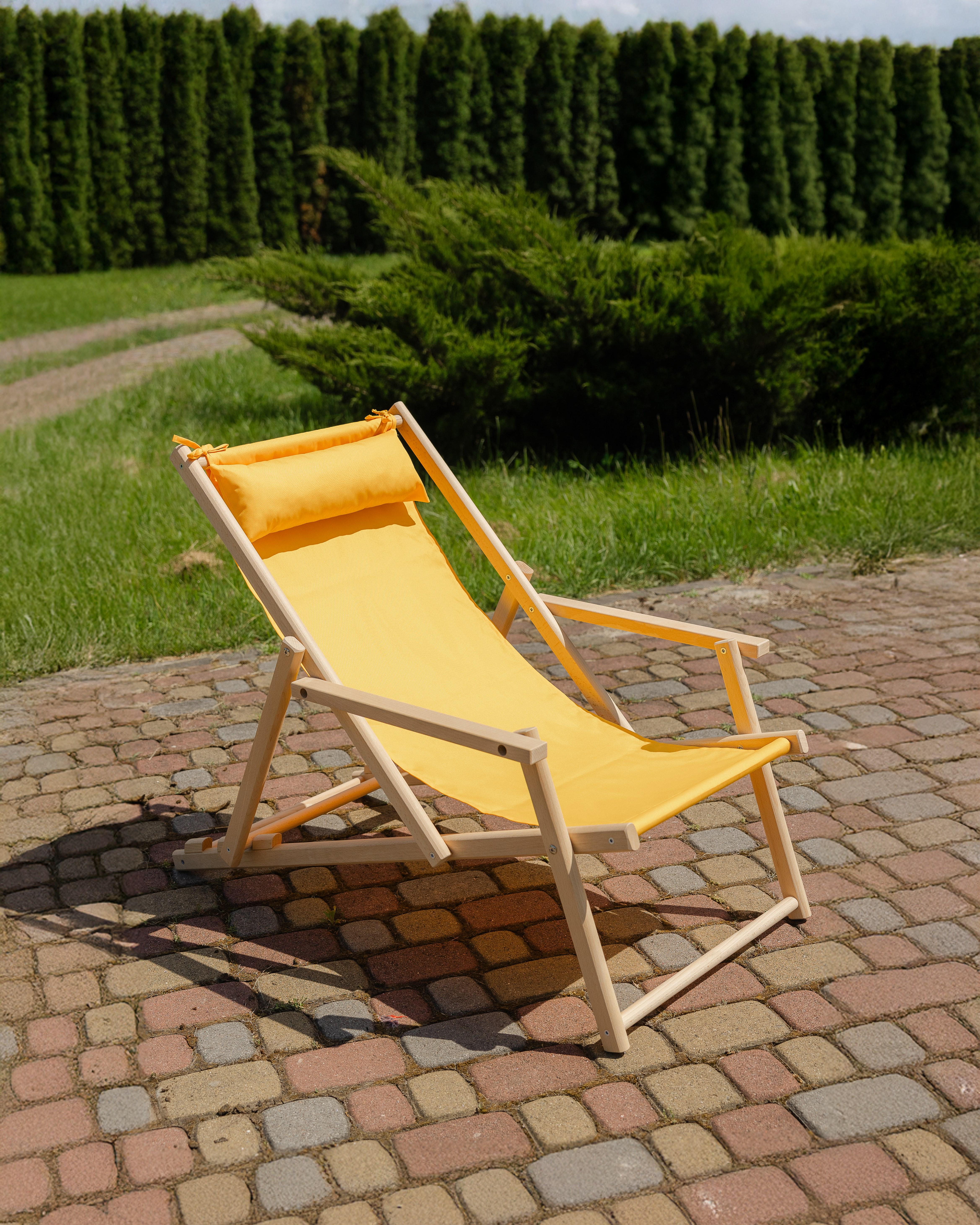 Шезлонг дерев'яний розкладний XRmaster з підлокітниками та підголовником Жовтий (0002247) - фото 5 Шезлонг дерев'яний розкладний XRmaster з підлокітниками та підголовником Жовтий (0002247) - фото 5