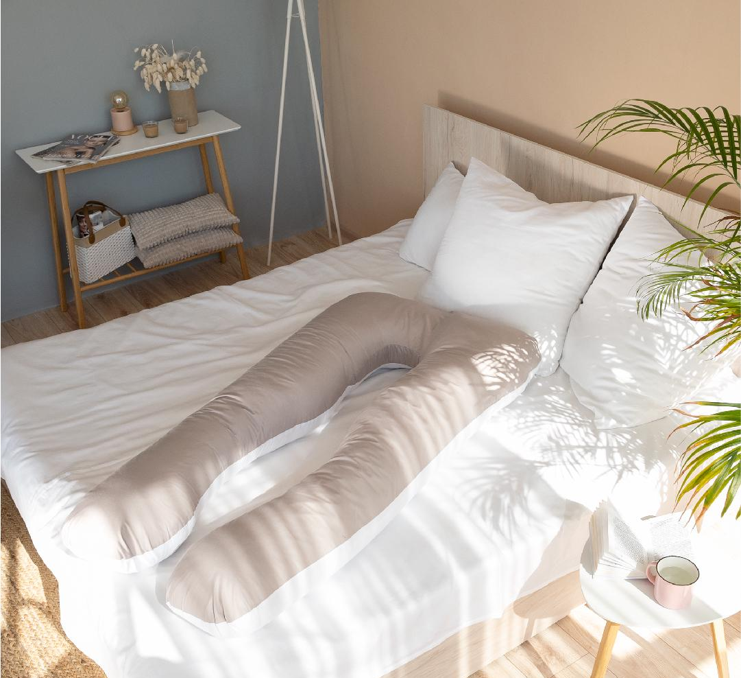 Подушка IDEIA U-shape для беременных и реабилитации с наволочкой на молнии Светло-серый/Белый - фото 1 Подушка IDEIA U-shape для беременных и реабилитации с наволочкой на молнии Светло-серый/Белый - фото 1