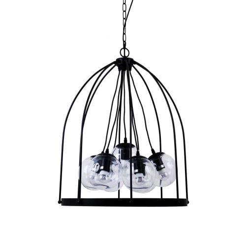 Подвесная люстра Sirius со стеклянными шаровидными плафонами под семь ламп Е27 IP20 YG 16629-7P Черный (28686240)