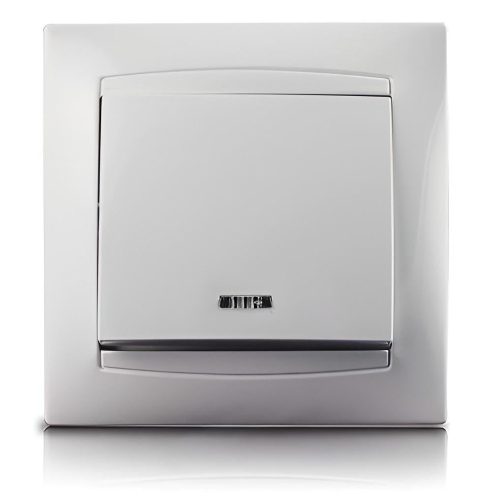 Выключатель одноклавишный Lemanso Сакура с подсветкой Белый (LMR1004) Выключатель одноклавишный Lemanso Сакура с подсветкой Белый (LMR1004)