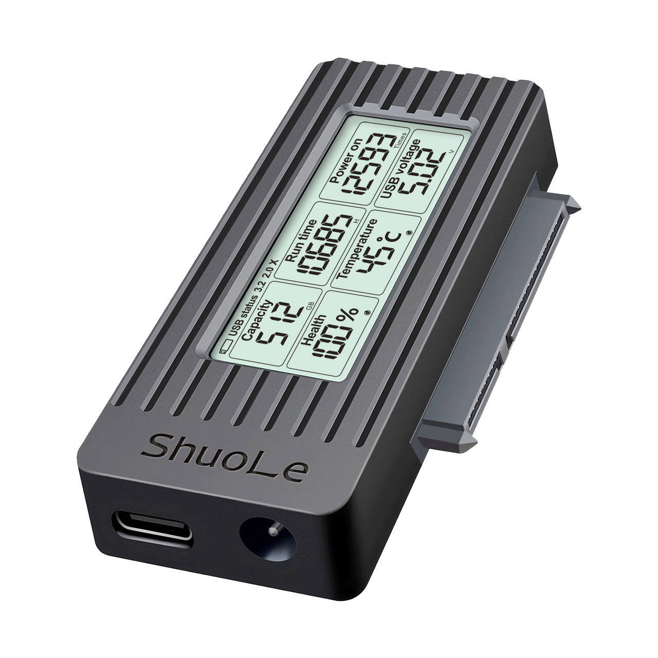 Адаптер/переходник SATA USB ShuoLe SL-U25C-L-AC HDD SSD 2.5/3.5 USB 3.2 Gen1 5 Гбит/с с информационным дисплеем
