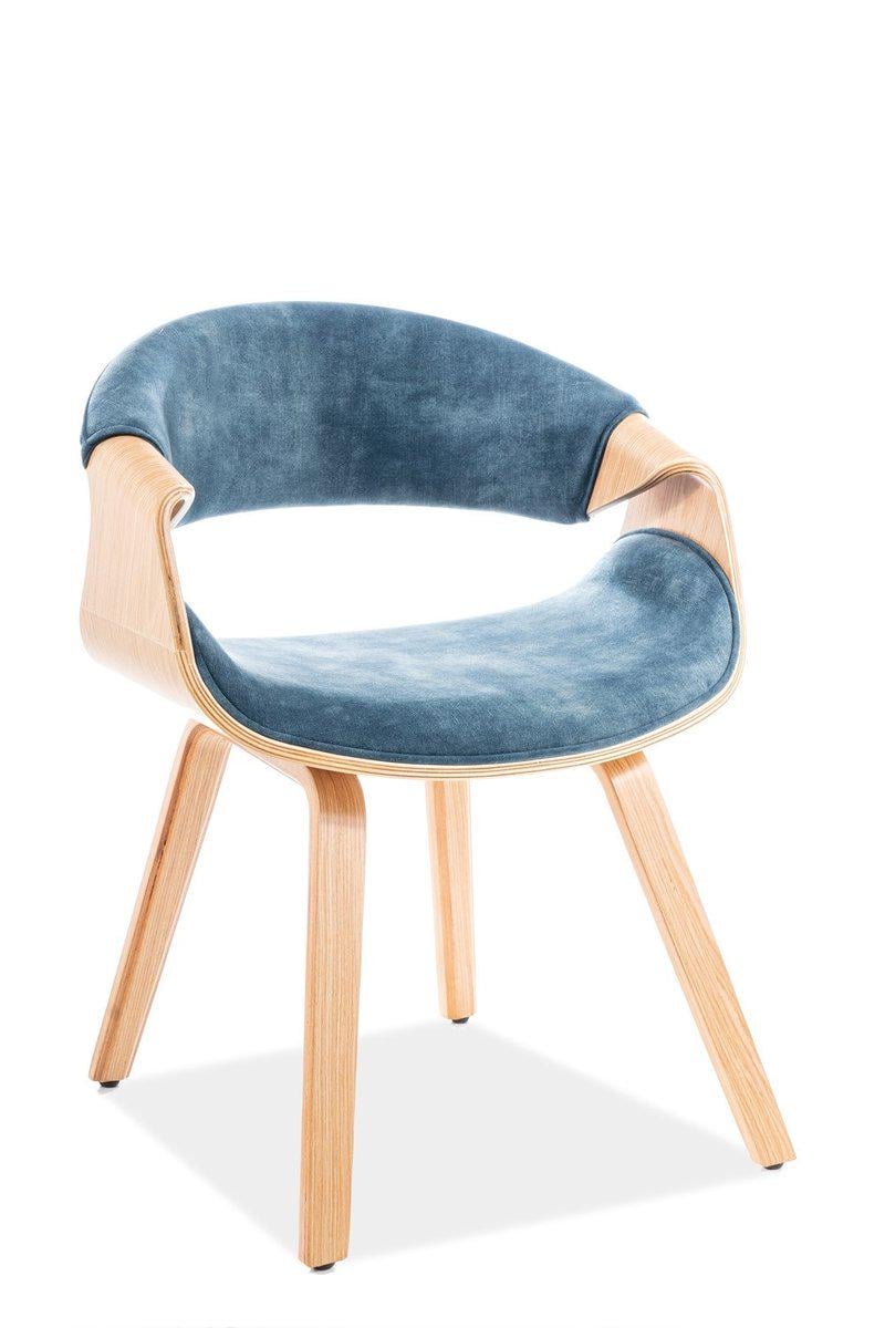 Стул кухонный Signal Dakota Velvet 790х620х420 мм (мягкий для кухни/гостиной) Ткань/Дерево цвет Морской/Дуб (DAKOTAVDMO)