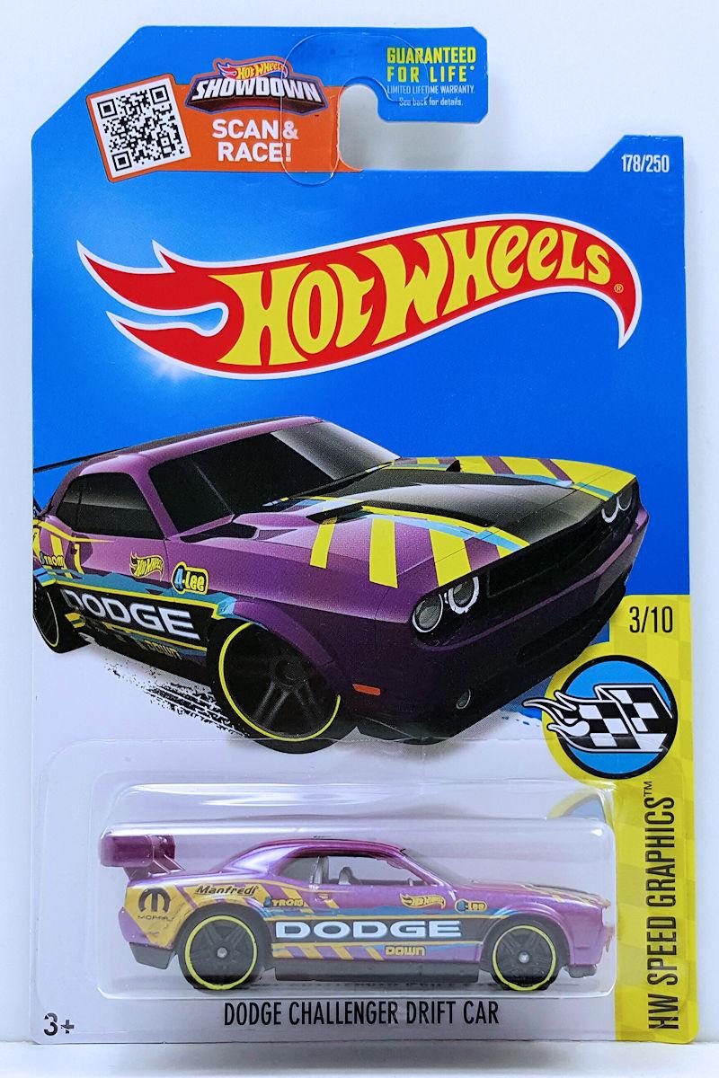 Игрушечная машинка Hot Wheels Dodge Challenger Drift Car 2016 Speed Graphics №178 (DHX56)