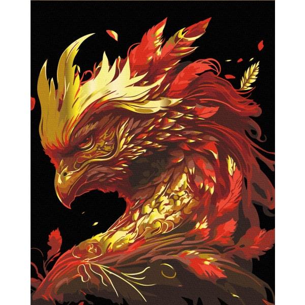 Картина по номерам BrushMe Золотой феникс BSB0014 с флуоресцентными красками на черном полотне 40x50 см (2322598608)