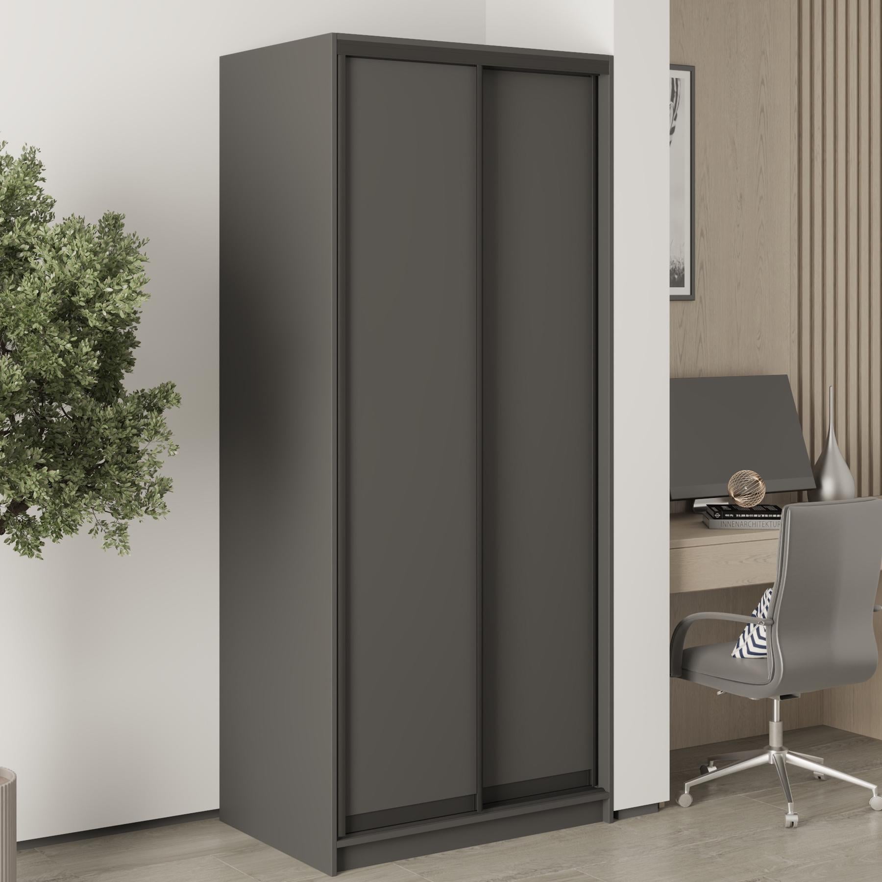 Шафа-купе дводверна MebelStar Стандарт BG 2 ДСП 90x45x210 см Антрацит (MBS-10821)