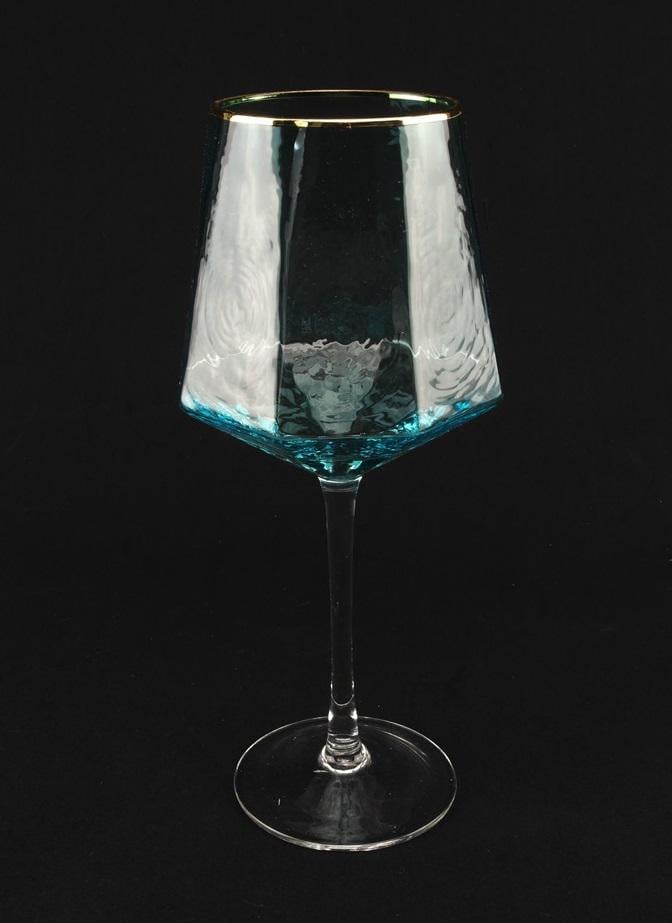 Фужер для вина A-Plus 9035 530 мл Небесно-голубой с золотым ободом (DR001124) - фото 1 Фужер для вина A-Plus 9035 530 мл Небесно-голубой с золотым ободом (DR001124) - фото 1