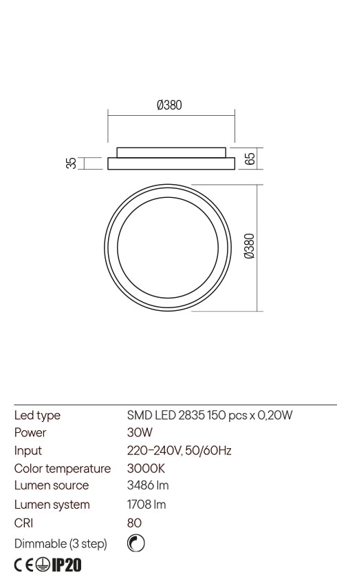Светильник потолочный Redo Iconic Pl LED 30 W 3000K Sgd 5.1.2 (01-2664) - фото 3 Светильник потолочный Redo Iconic Pl LED 30 W 3000K Sgd 5.1.2 (01-2664) - фото 3