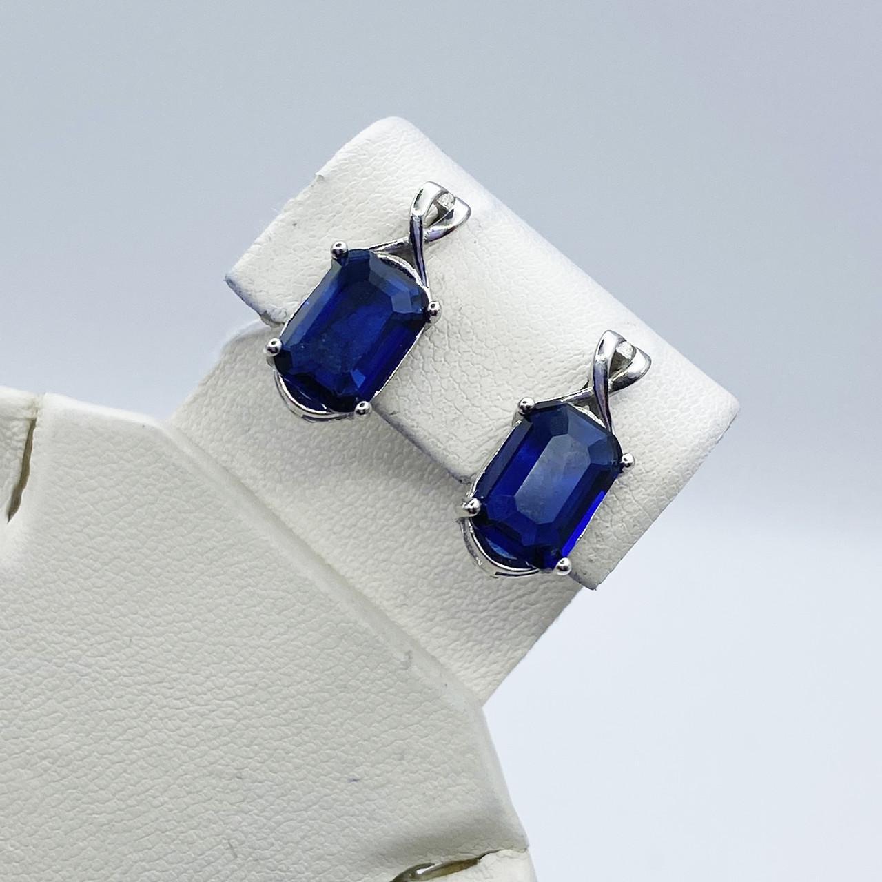 Серьги серебряные с сапфиром/альпинитом 4,07 г (2240379455)