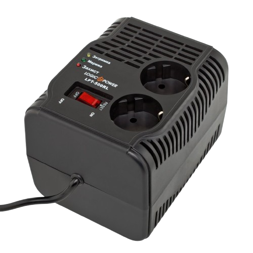 Стабілізатор напруги LPT-500RL 250W 2 розетки Чорний (90642fe2)