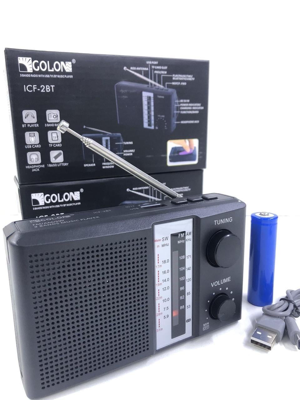 Радиоприемник аккумуляторный Golon ICF-2 BT USB+SD
