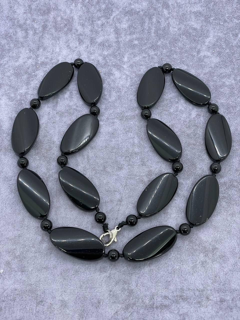 Бусы агат 50 см Черный (9805)