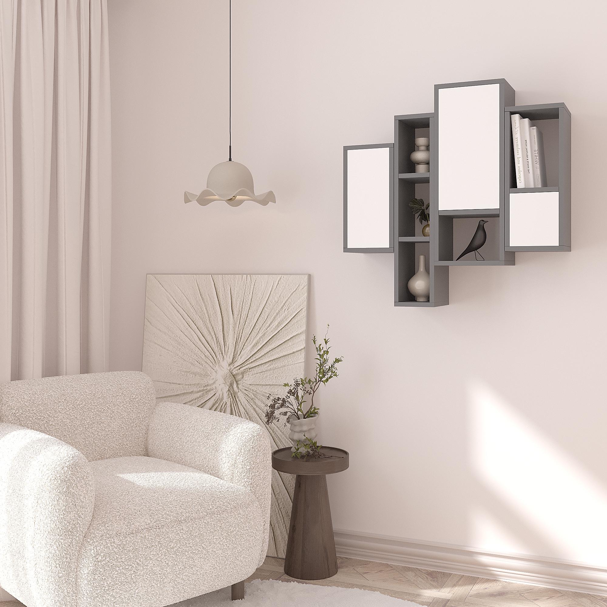 Полиця навісна настінна ПК-10 800х800х235 мм Антрацит/Білий