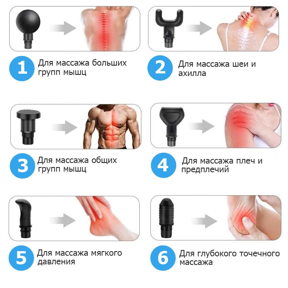 Електромасажер перкусійний для тіла Massage Gun MX-30 вібраційний ударний 30 швидкостей (9846255) - фото 5