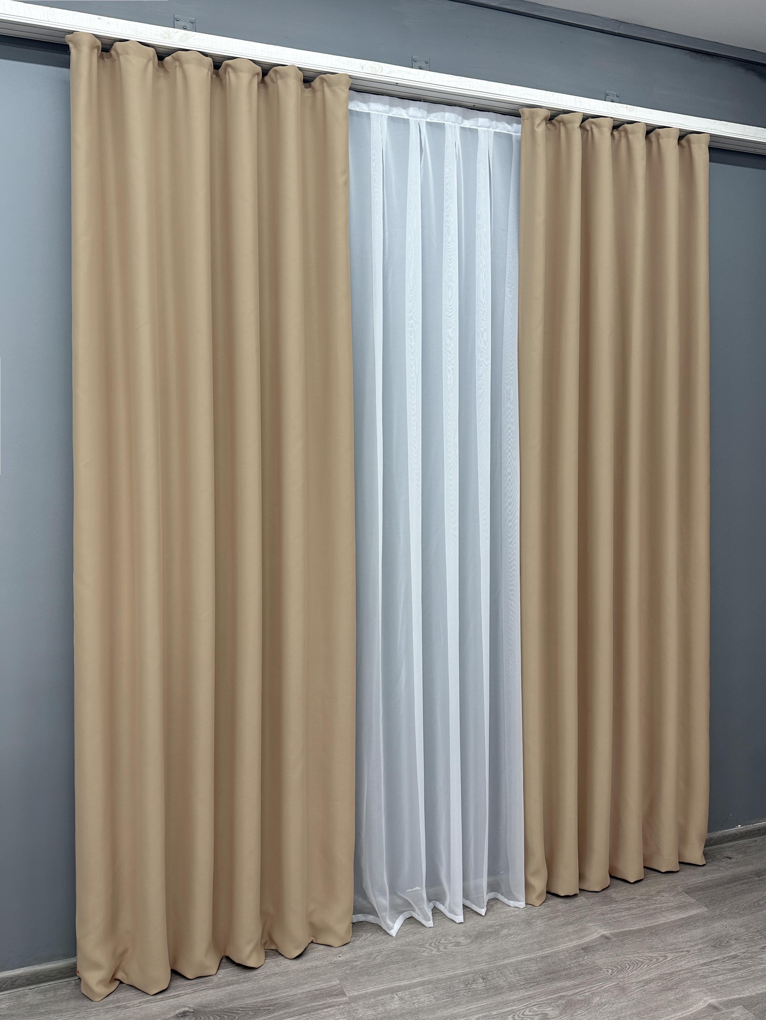 Комплект готовых штор VR-Textil Блэкаут Bagema Rvs №1240ш 150х295 см 2 шт. Бежевый (33-0623) - фото 3