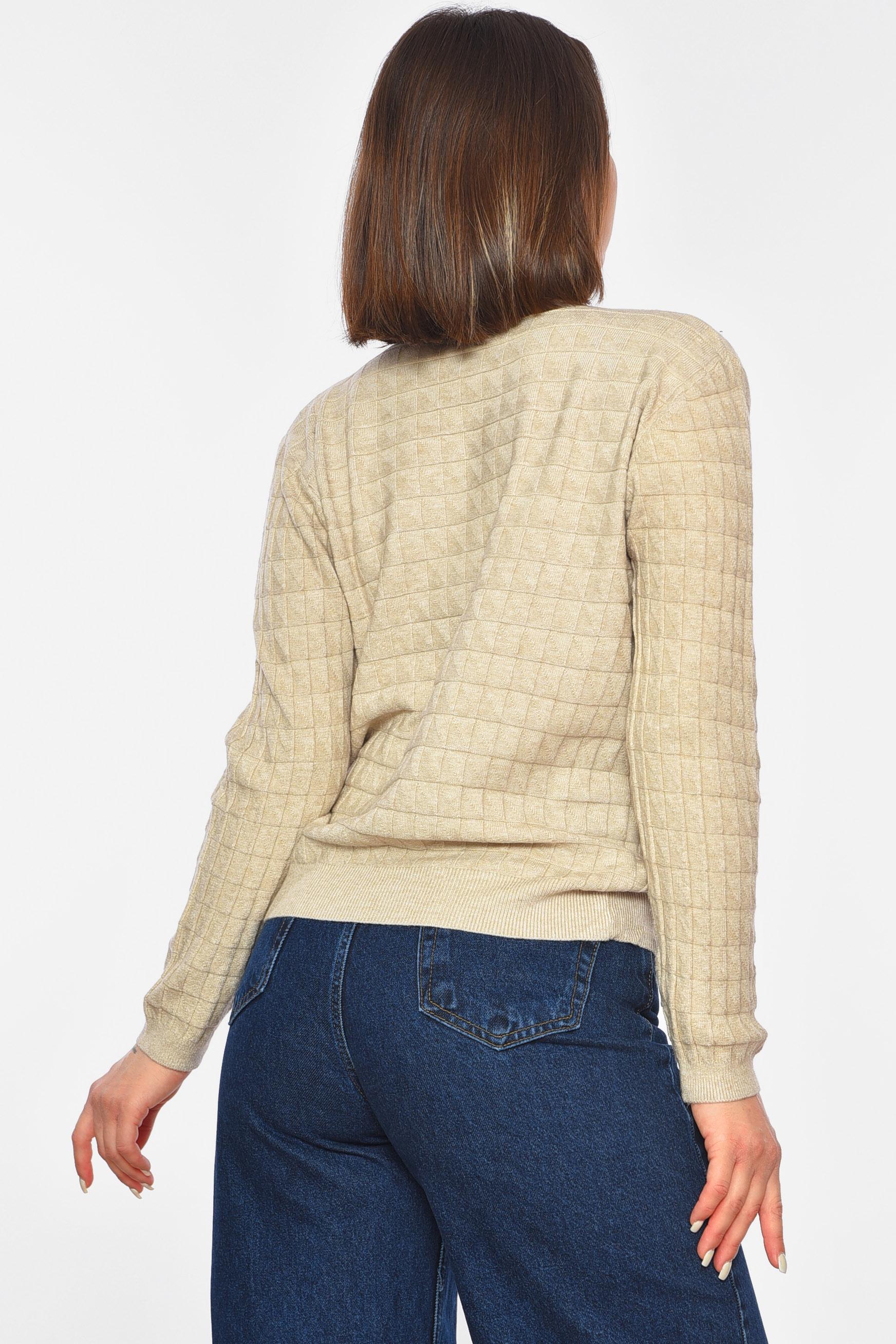 Светр жіночий однотонний L-XL Бежевий (191969) - фото 3